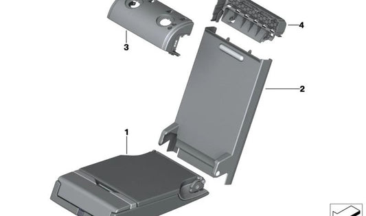 Mecanismo de ajuste de respaldo central OEM 52207444290 para BMW G05, G18, F95, G06, F96. Original BMW.