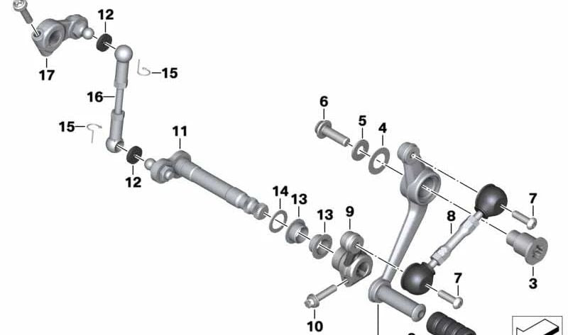 Varilla de cambio OEM 23418564169 para BMW Motorrad R nineT Racer (RK32, 0J21) años 2016-2019. Pieza original BMW Motorrad.