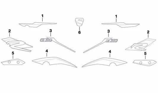 Decoración lateral superior izquierda OEM 51148565221 para BMW Motorrad G 310 R (K03). Original BMW Motorrad.