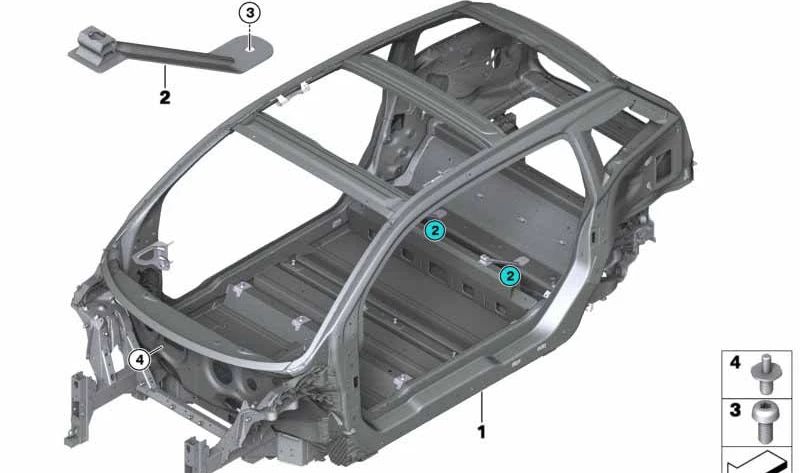 Soporte suelo trasero OEM 51717278798 para BMW i3 (I01). Original BMW.