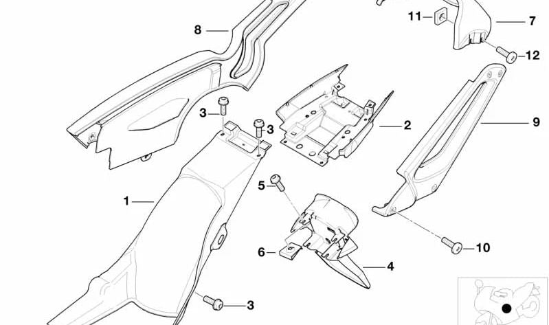 Soporte remate rueda interior derecha OEM 46627651446 para BMW Motorrad F 650 GS, G 650 GS, G 650 GS Sertão... y más. Original BMW Motorrad.