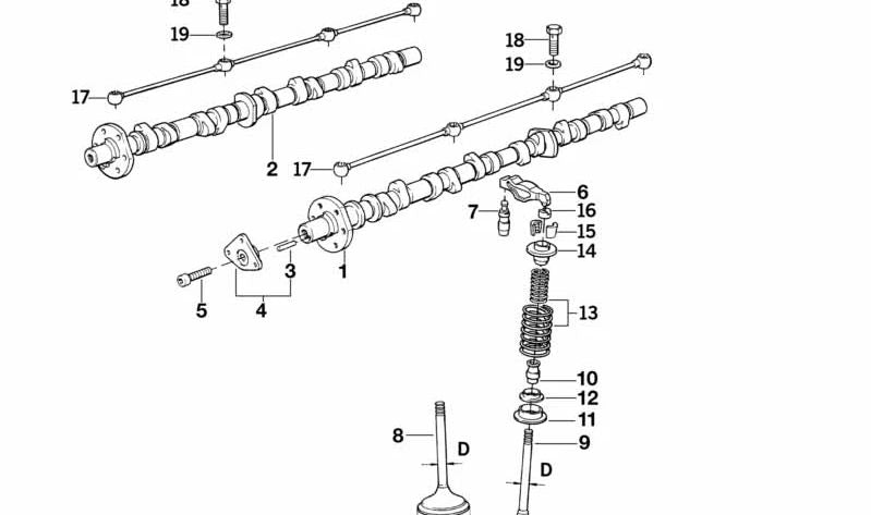 Abgasventil mit Führer +0,1 mm OEM 11341727353 für BMW E30, E36, E34, E32, E31. Originaler BMW -Ersatz.