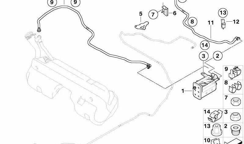 OEM fuel ventilation tube 16137836854 for BMW E85, E86. Original BMW.