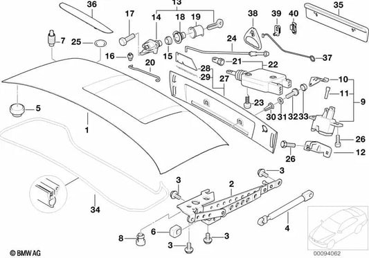 Junta de cierre de tapa de portamaletas OEM 51242496691 para BMW Z3 (E36). Original BMW.