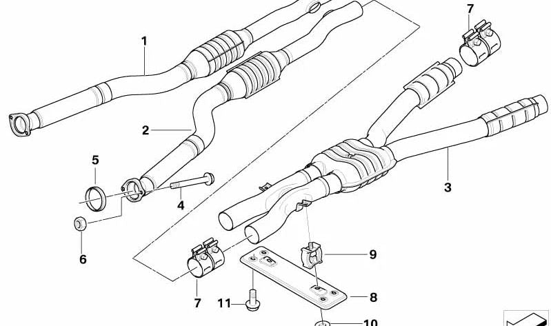 Silenciador intermedio OEM 18107838012 para BMW Serie 5 E61 (Todos los modelos compatibles). Original BMW.