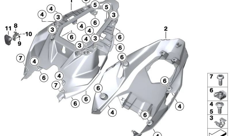 Laking do Fair OEM 46631540564 para BMW Motorrad R 3/20, R 315. BMW original.