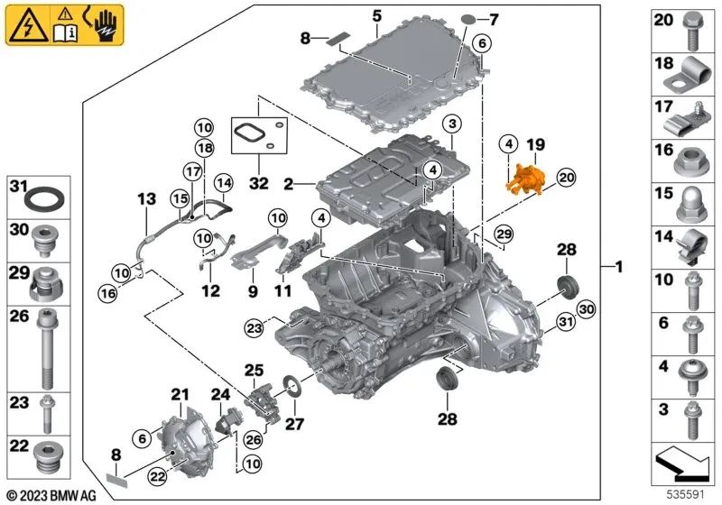 Druckkompensationselement für BMW 2 U06 -Serie, 5 G60 -Serie, 7 G70 -Serie, I20, X1 U11, U12 (OEM 12371023794). Original BMW