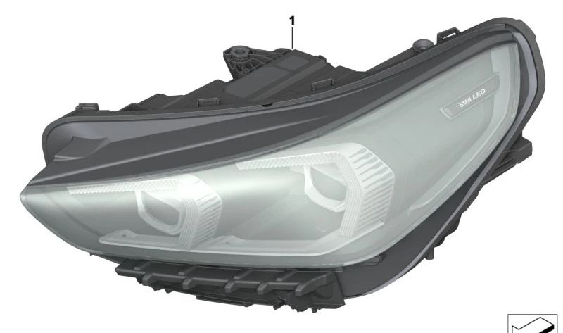 Faro delantero izquierdo LED OEM 63115A643A3 para BMW X1 U11. Recambio original BMW.