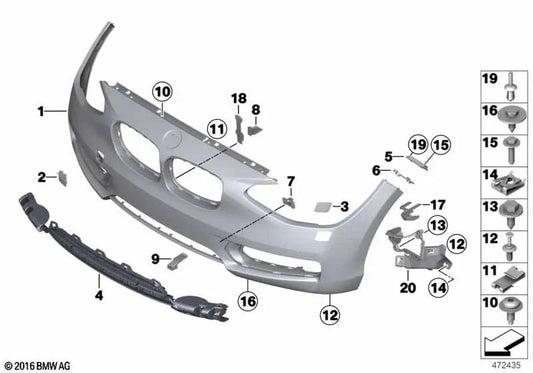 OEM-Stoßstangenverkleidung vorne grundiert 51117292954 für BMW F20, F21. Original BMW.