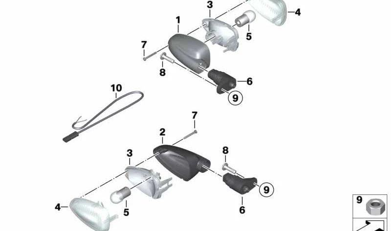 Soporte de intermitente OEM 63137676316 para motos BMW F800S, F800ST, R1200R, K1200S, K1300R... y más. Original BMW Motorrad.