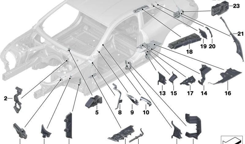 Refuerzo superior pilar B izquierdo OEM 41007465731 para BMW F92, G15. Original BMW.