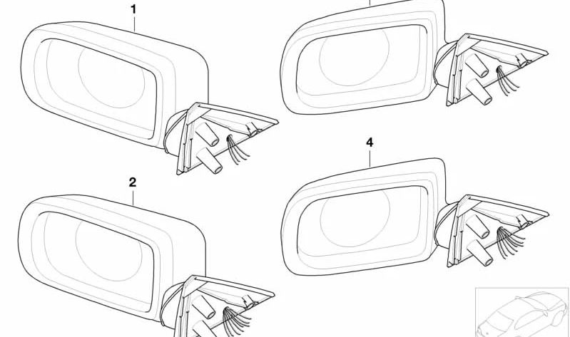 Retrovisor derecho con cristal térmico OEM 51168203750 para BMW E39 {520d, 520i} (todos los tipos de motor y transmisión indicados). Original BMW.