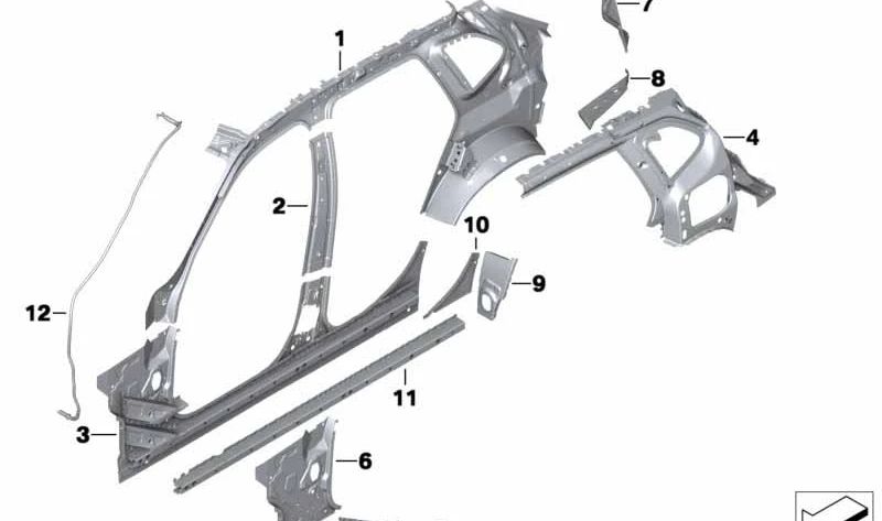 Soporte interior izquierdo de piloto trasero OEM 41212993067 para BMW X1 {E84} sDrive y xDrive (todos los modelos compatibles). Pieza original BMW.