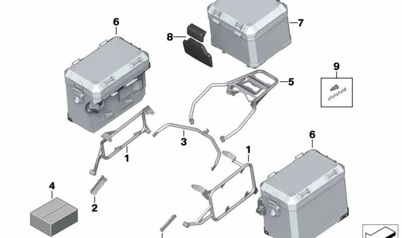 Kit de montaje para soporte de maletas OEM 77428405472 para BMW Motorrad F 850 GS (FK81), F 850 GS Adventure (FK82) y F 900 GS Adventure (FK82). Original BMW Motorrad.
