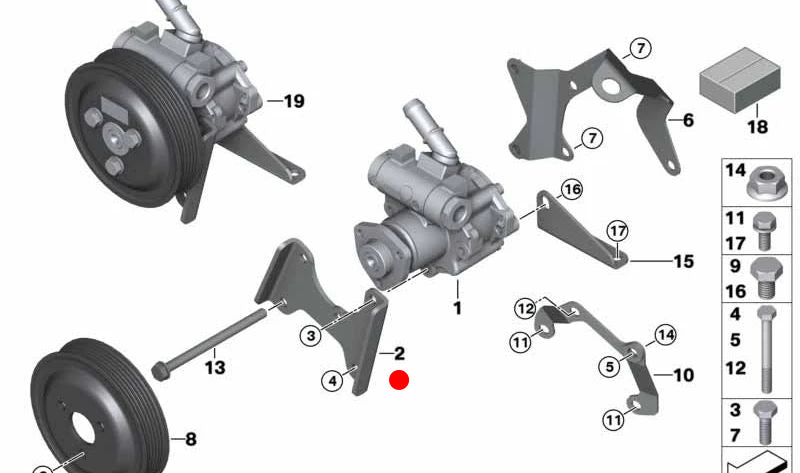Soporte de bomba de aletas OEM 32412247556 para BMW E46, E39, E38, E83, E53. Original BMW.