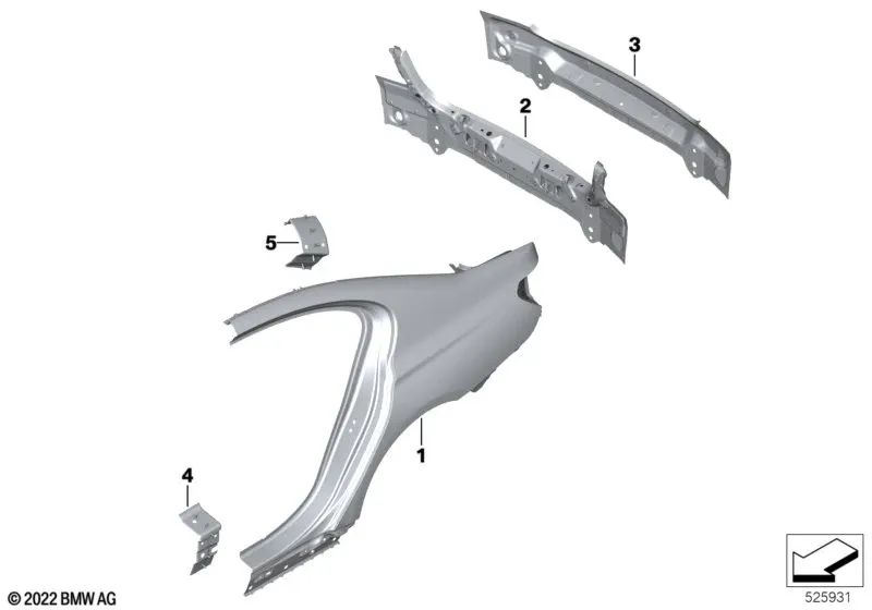 Right C-pillar reinforcement plate for BMW G26 (OEM 41009626138). Original BMW.