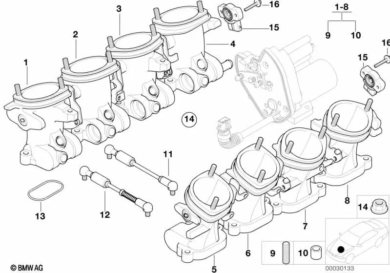 Corpo de borboleta para BMW E39, E52 (OEM 13541407171). BMW original