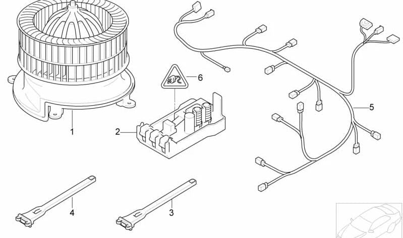Ventilador calefacción habitáculo OEM 64116913402 para BMW E65 y E66. Recambio original BMW.