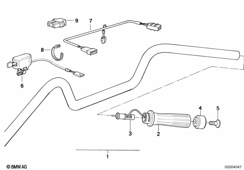 Manillar calefactado derecho para varios modelos/series de BMW (OEM 61312300080). Original BMW.