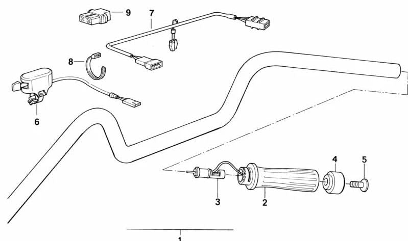 Puño calefactable izquierdo OEM 61312300079 para BMW Motorrad K 100, K 100 LT, K 100 RT, R 100 R, R 100 R Mystik, R 80 R y R 80 R Mystik. Original BMW.