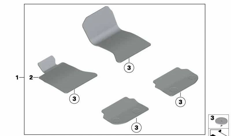 Gioco di tappeti in velluto per BMW F10, F11 (OEM 51477220454). BMW originale