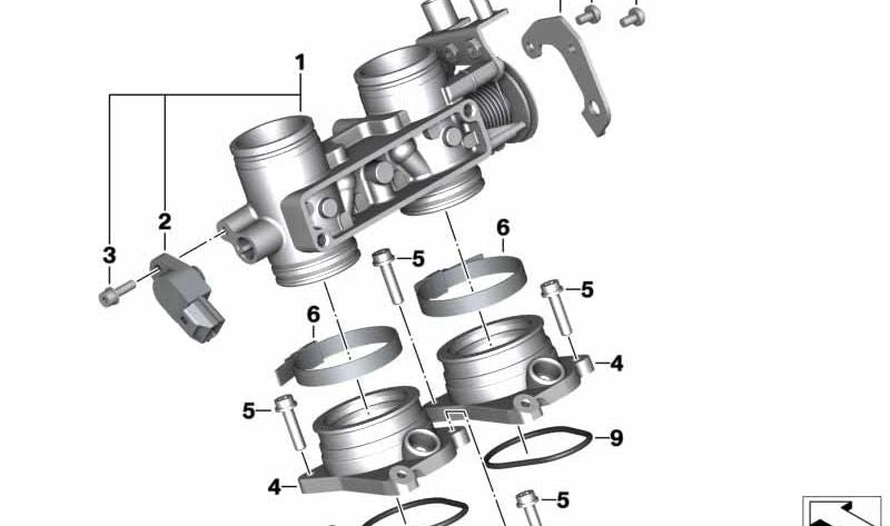 Válvula de mariposa OEM 13547729883 para motos BMW C 600 Sport, C 650 Sport, C 650 GT. Original BMW Motorrad.