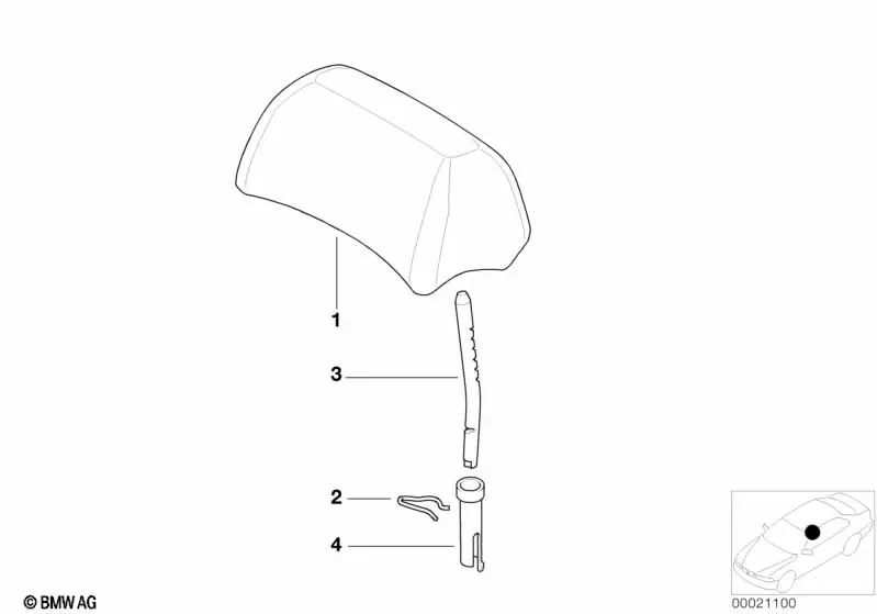 Reposacabezas de Tela para BMW Serie 3 E46 (OEM 52207047358). Original BMW
