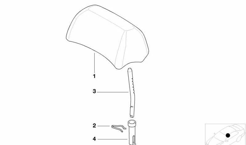 Reposacabezas de tela OEM 52207045635 para BMW E46. Color antracita. Compatible con los asientos traseros. Original BMW.