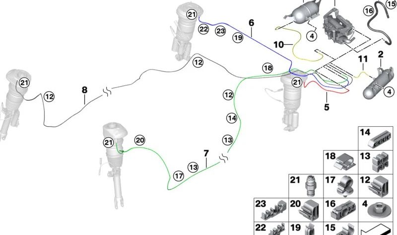 Conducto de aire delantero derecho OEM 37206868408 para BMW G32, G32N. Original BMW.