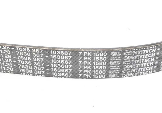 Correa poli-V (PK7x1580) OEM 11287636367 para BMW E34, E32, E38, E31. Original BMW.