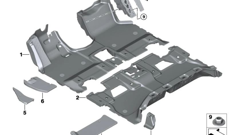 Insert footwell front inner left for BMW I20 (OEM 51479893749). Original BMW