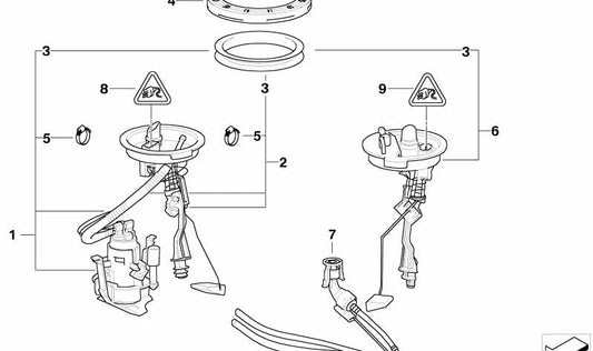 Bomba de succión de combustible con válvula de compensación OEM 16146753982 para BMW E39. Original BMW.