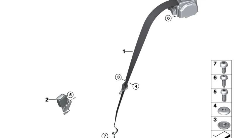 Cinturón trasero parte exterior OEM 72119476110 para BMW G42, G87, G22, G82. Compatible con versiones 220d, 220i, 230i, M240i. Pieza original BMW.