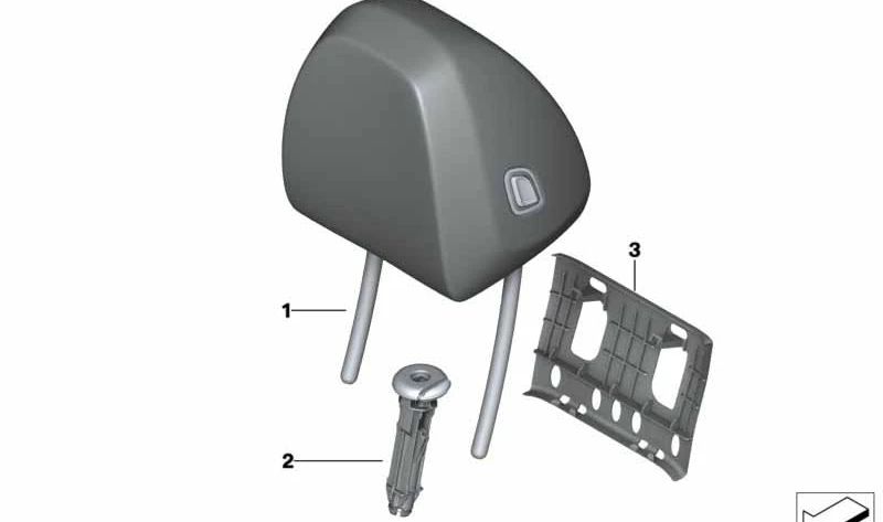 Reposacabezas de cuero negro OEM 52108074761 para BMW X3 G01 y X4 G02 (modelos M40d y M40i). Compatible con vehículos fabricados entre 2017 y 2021. Repuesto original BMW.