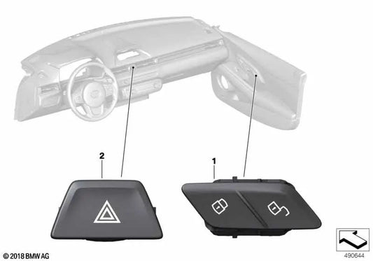 Pulsador cierre centralizado izquierdo OEM 61319386780 para BMW X3 G01, iX3 G08, X4 G02, X3 M F97... y más. Original BMW.