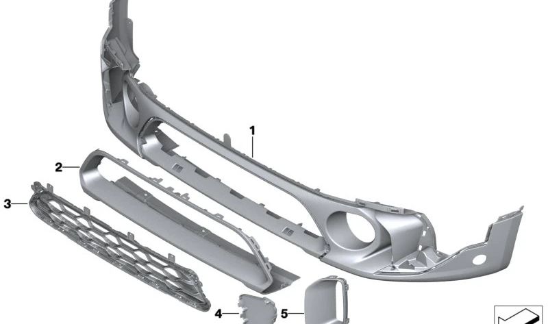 Rejilla central inferior OEM 51119477041 para MINI Countryman F60 LCI (05/2019 - 02/2024). Compatible con sensores PDC. Original MINI.