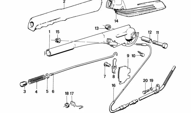 Palanca de freno de mano OEM 34411152604 para BMW E28 y E24. Original BMW.