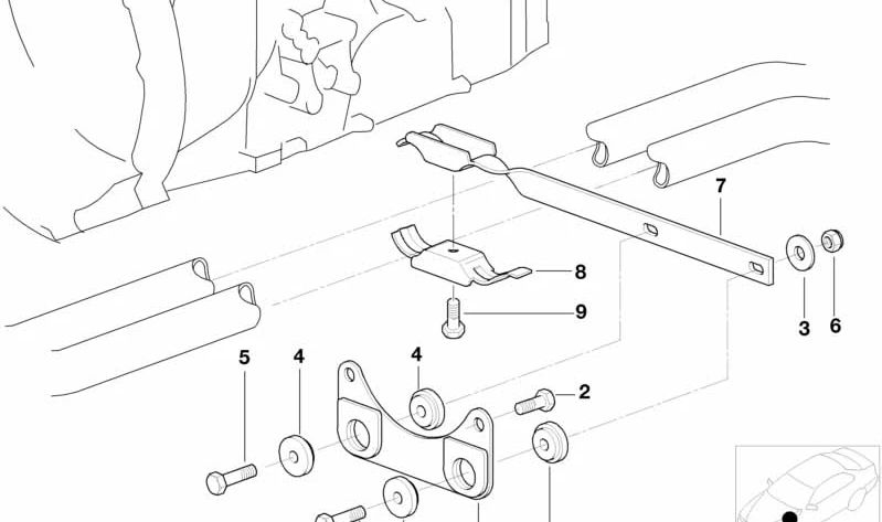 Exhaust system bracket OEM 18201439403 for BMW E38. Genuine BMW.