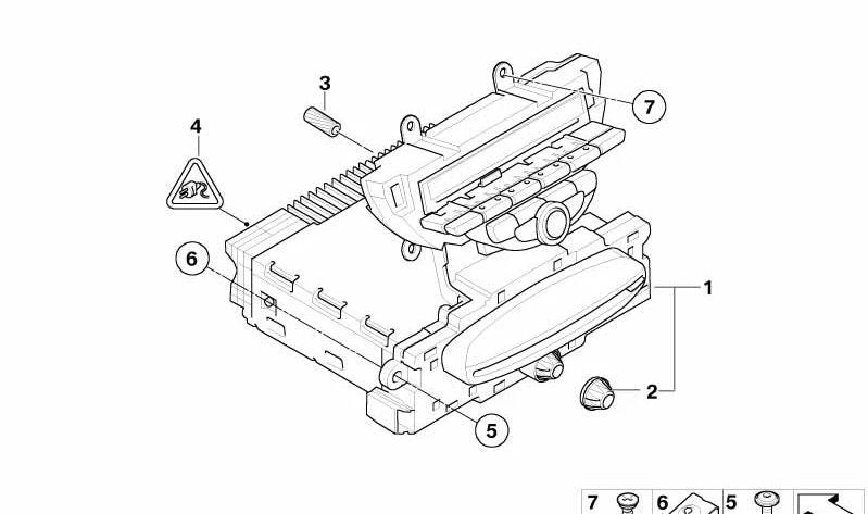 Botón de radio OEM 65123448287 para MINI R55, R56, R57. Compatible con Radio Wave y Radio CD/Mini CD. Recambio original MINI.