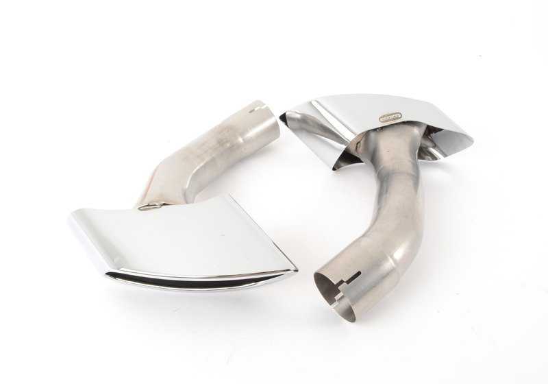 OEM chrome exhaust embellgery 18302336745 for BMW E71 x6. Improve rear aesthetics without welding. High quality stainless steel, durable and corrosion resistant. Original BMW.