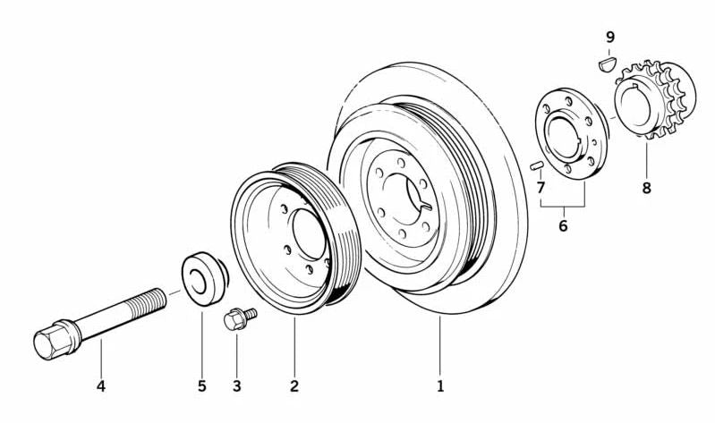 Polea del cigüeñal OEM 11211721099 para BMW E30, E36, E34. Pieza original BMW.