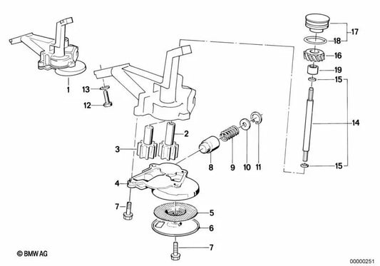 Válvula de alimentación de aceite OEM 11411275097 para BMW E30 324d, E28 524td, E34 524td. Original BMW.