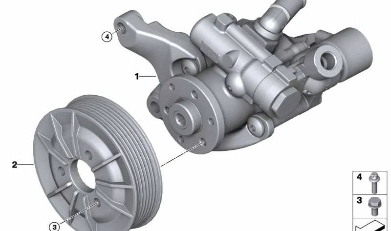 Bomba de dirección asistida OEM 32416779245 para BMW E82, E88, E90, E90N, E91, E91N, E92, E92N, E93, E93N. Original BMW.