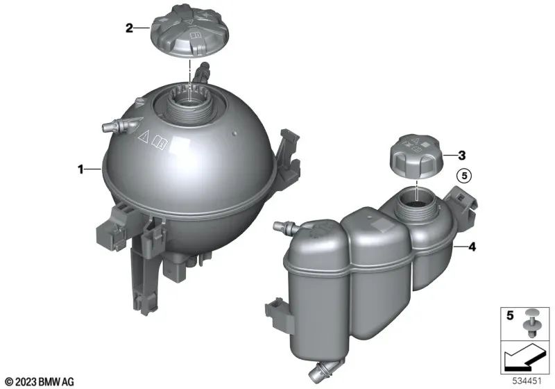 Coolant expansion tank for BMW G60, G70 (OEM 17139845240). Original BMW