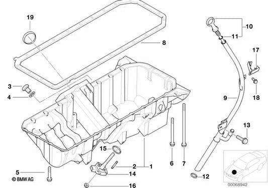 Cárter de aceite OEM 11137531944 para BMW X5 E53 3.0i con motor M54. Original BMW.
