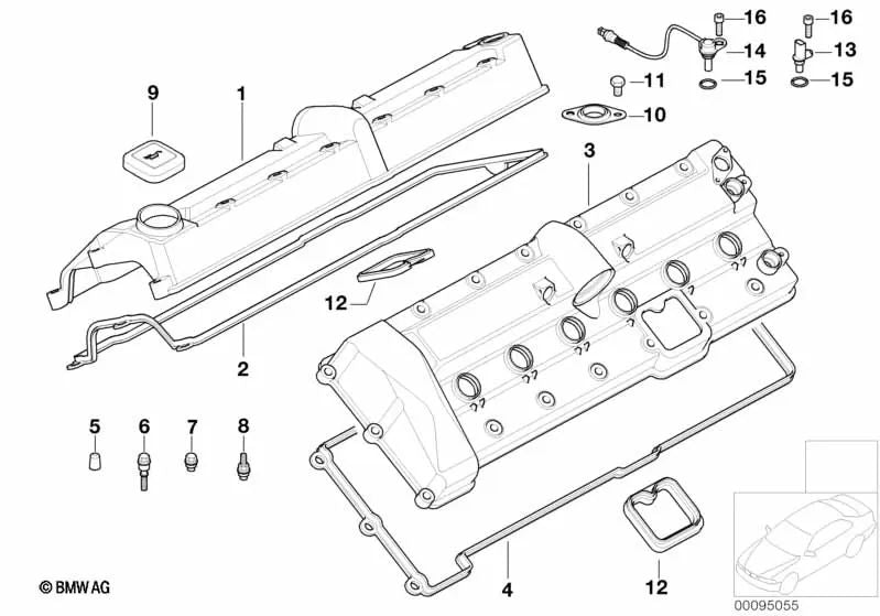 Tuerca sombrerete con perno roscado OEM 11127572977 para BMW Serie 7 E65, E66, E67 y Rolls-Royce Phantom RR1. Original BMW.