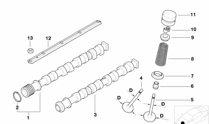 Árbol de levas de admisión OEM 11317513231 para BMW E53. Original BMW.