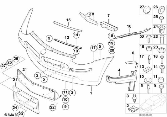 Asiento lateral parachoques delantero derecho OEM 51118242270 para BMW Z8 E52. Original BMW.
