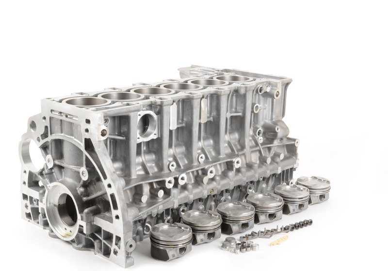 Bloque motor con pistones OEM 11112295991 para BMW E82, E88, F20 {135i, M135i} con motor N55. Compatible con cambio manual y automático. Original BMW.