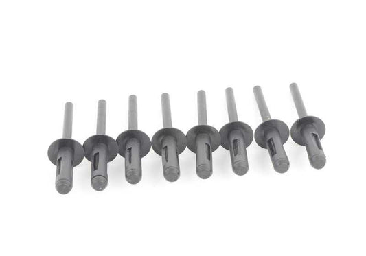 Kit de tornillos fijación parachoques delantero OEM 51112293997 para BMW E46. Incluye grapas, tornillos, tuercas, arandelas y accesorios completos. Original BMW.